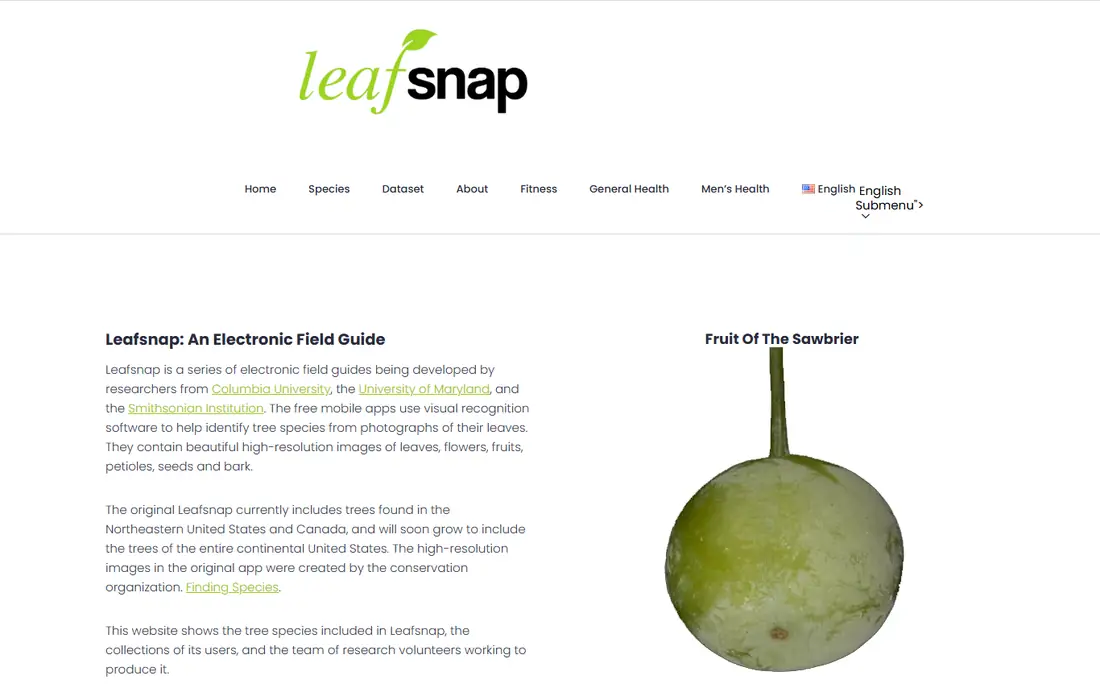 LeafSnap homepage