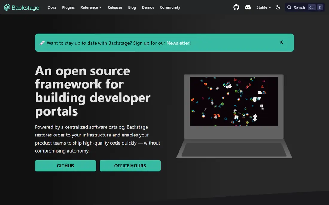 Backstage homepage