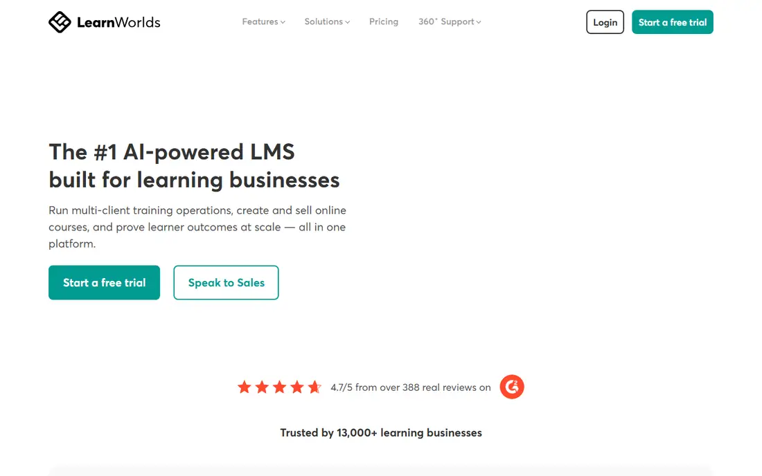 LearnWorlds homepage