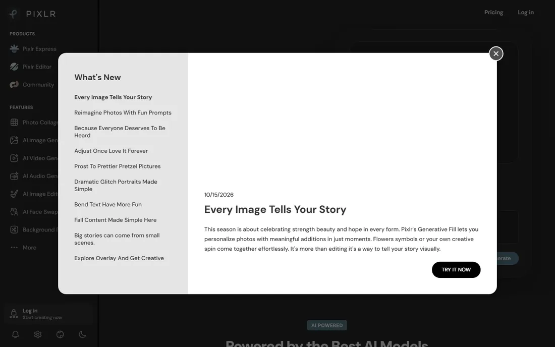 Pixlr homepage