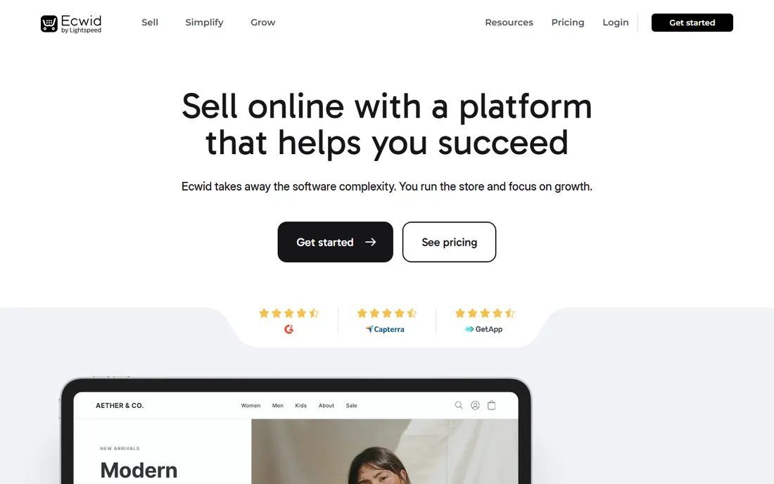 Ecwid homepage