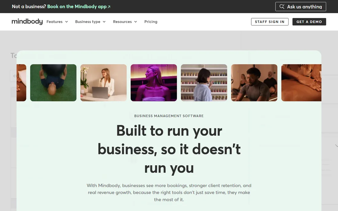 Mindbody homepage
