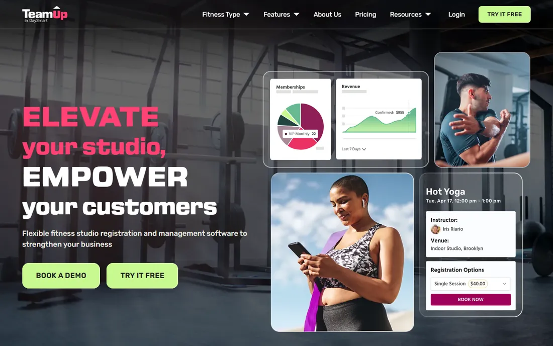 TeamUp homepage
