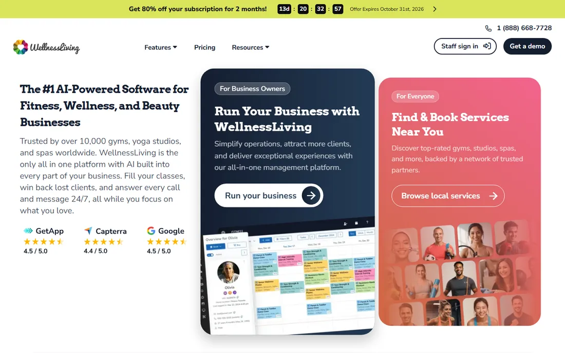 WellnessLiving homepage