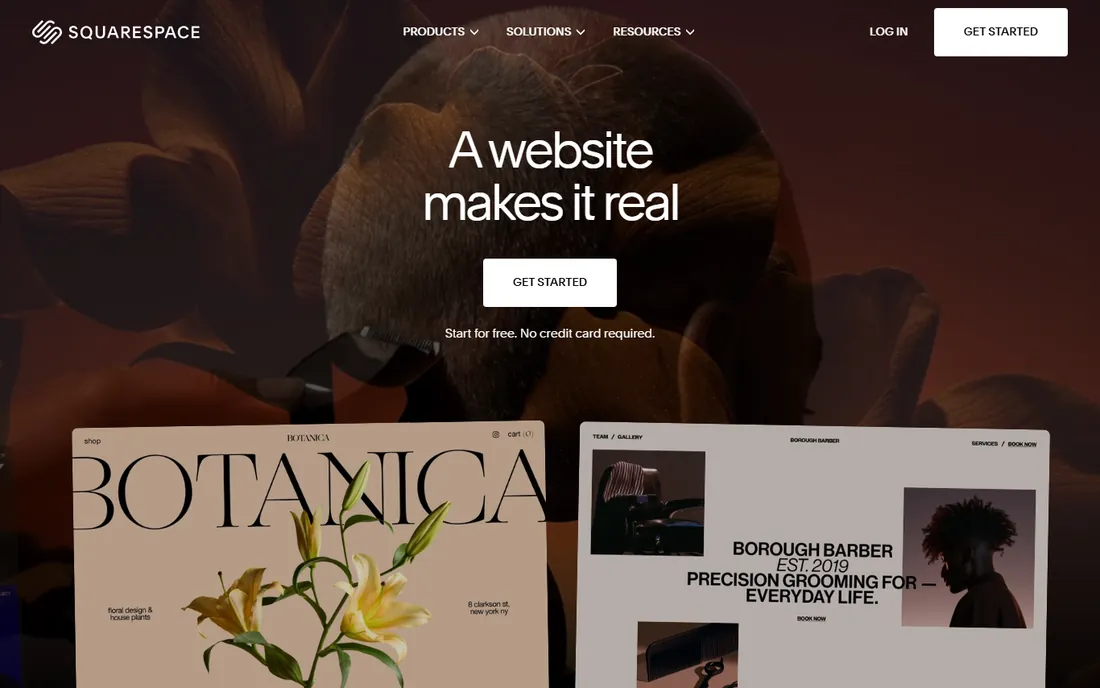 Squarespace homepage