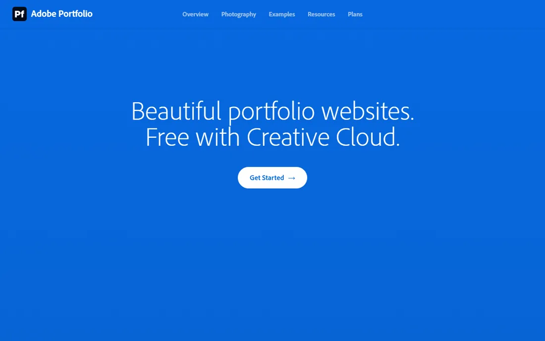 Adobe Portfolio homepage