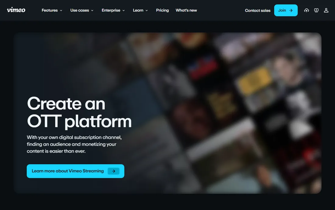 Vimeo OTT homepage