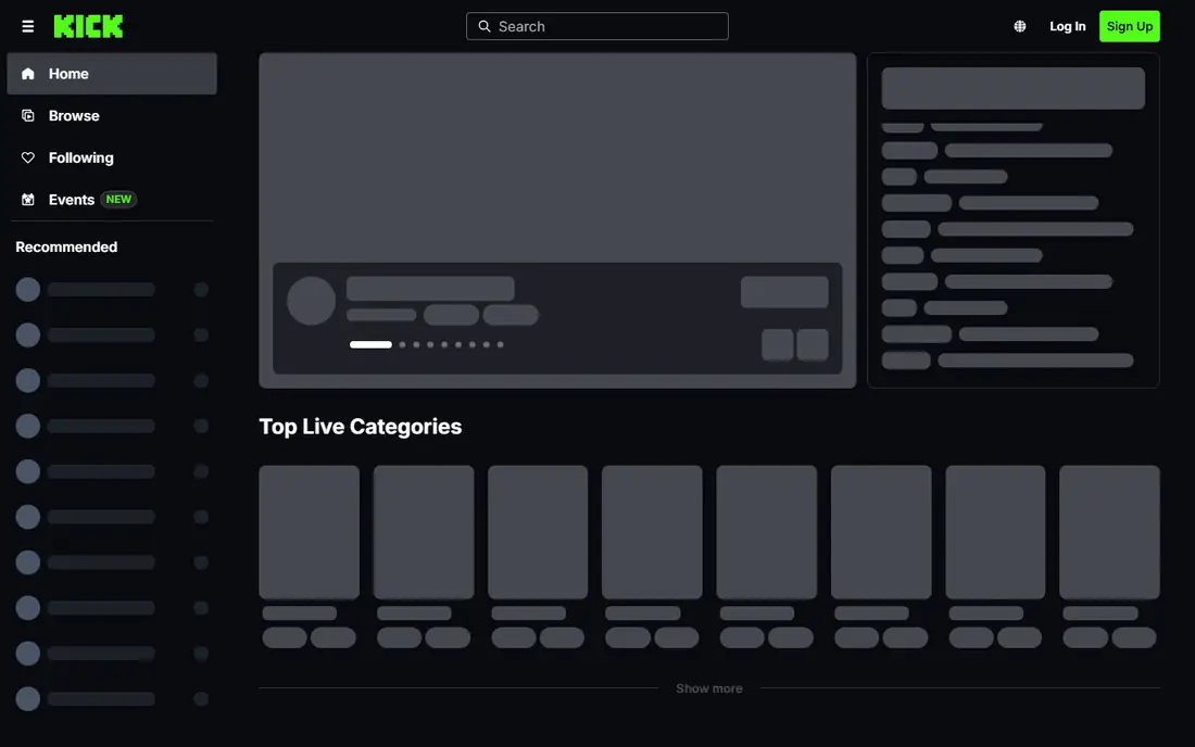Kick homepage