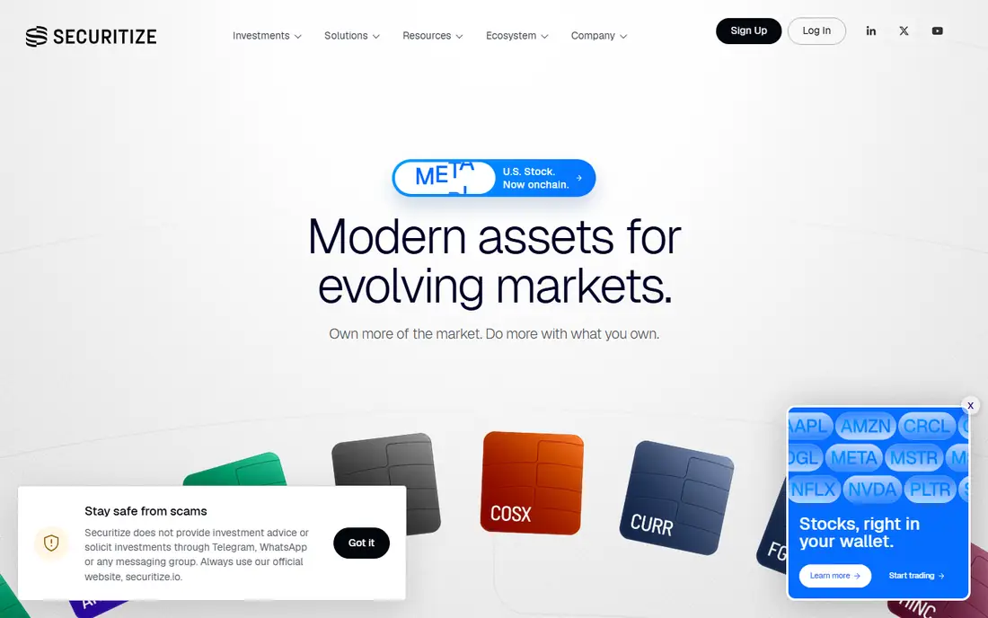 Securitize homepage