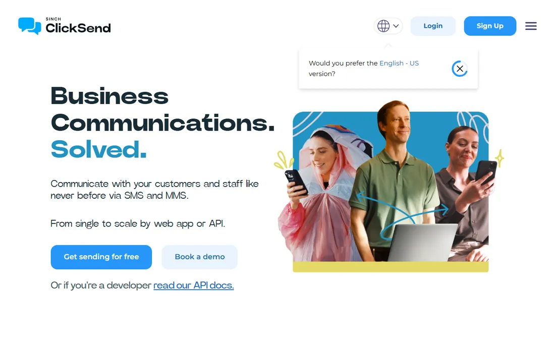 ClickSend homepage