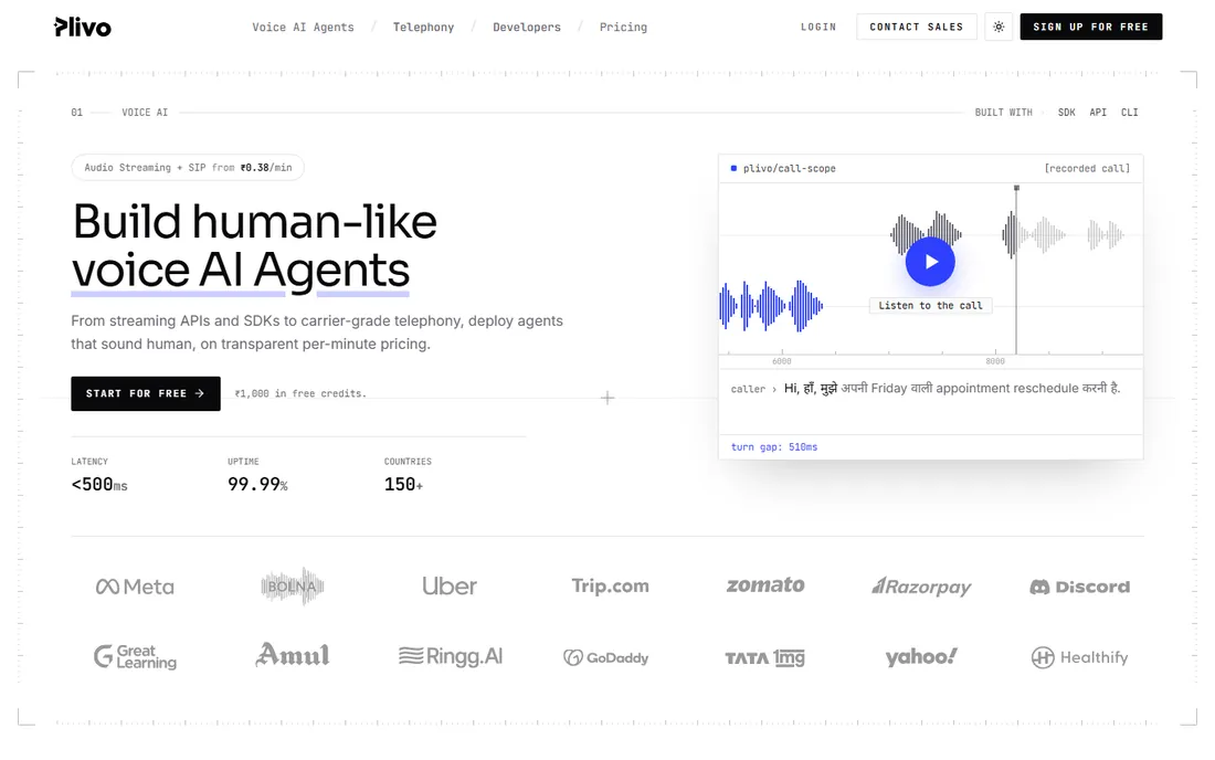 Plivo homepage