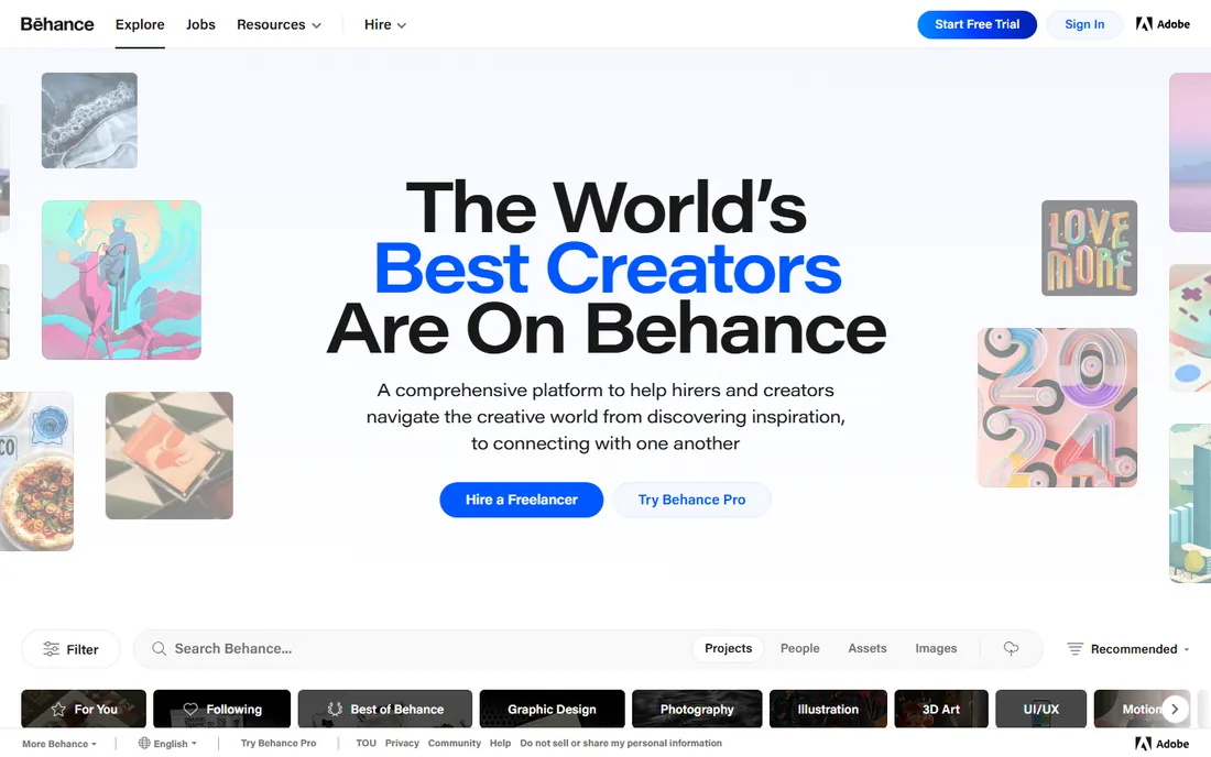 Behance homepage