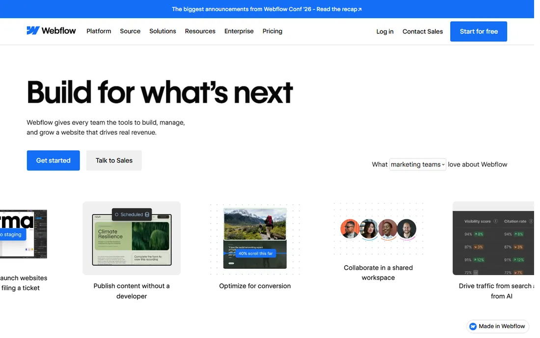 Webflow homepage