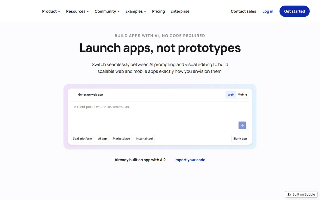 Bubble homepage