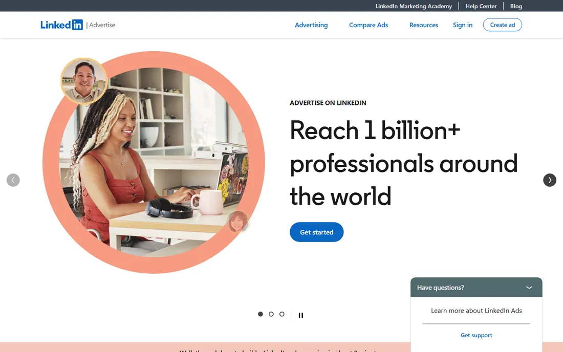 LinkedIn Ads homepage