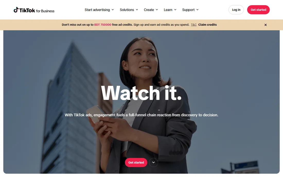 TikTok Ads homepage