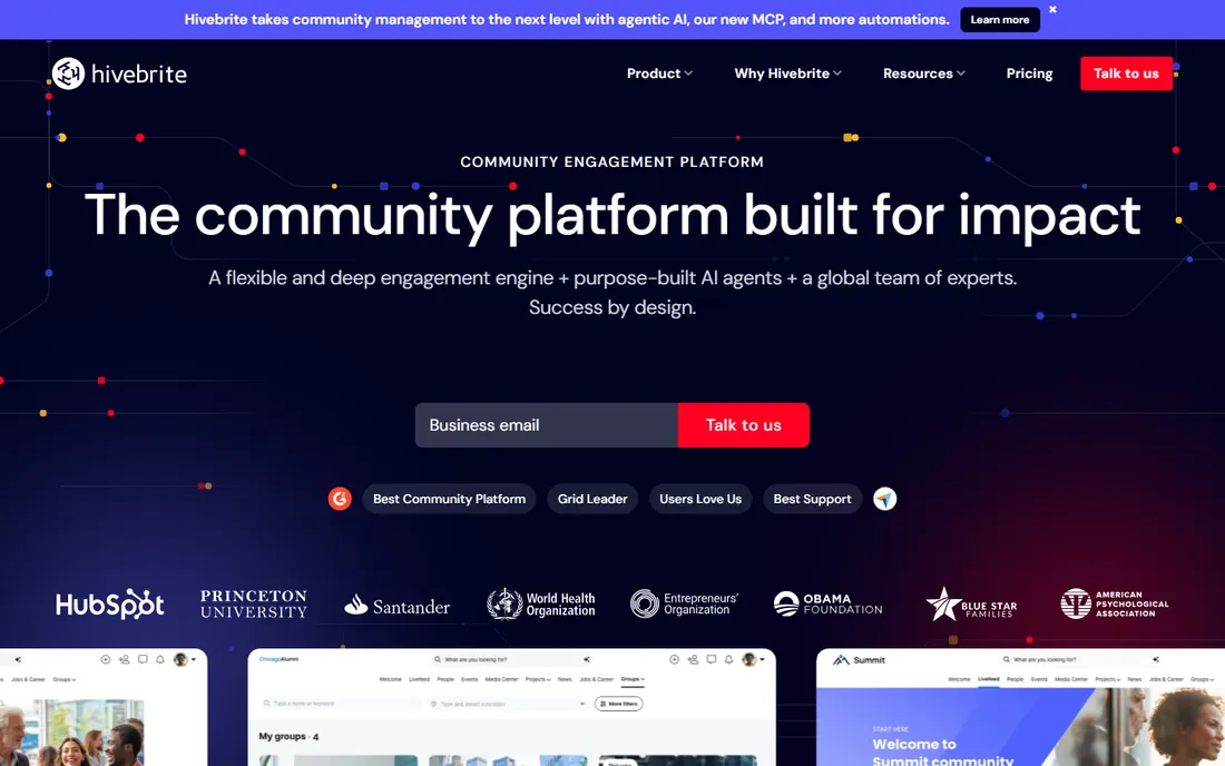 Hivebrite homepage