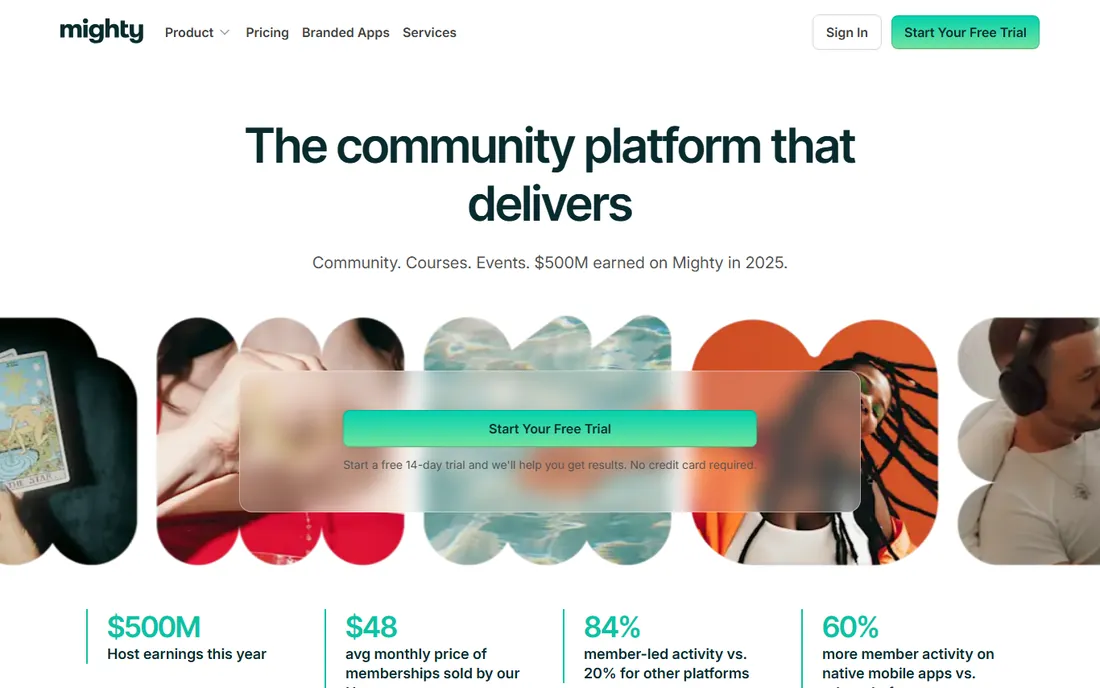 Mighty Networks homepage
