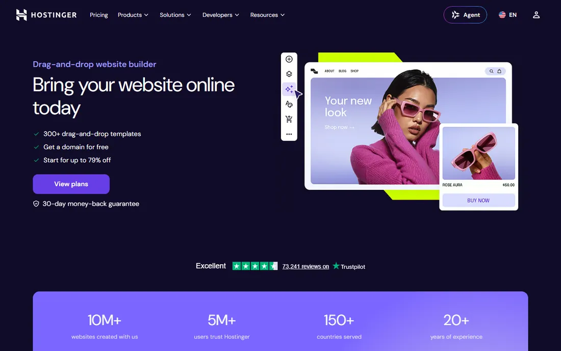 Hostinger Website Builder homepage