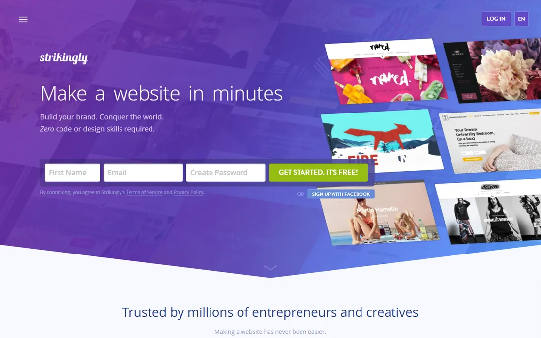 Strikingly homepage