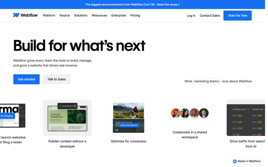 Webflow homepage