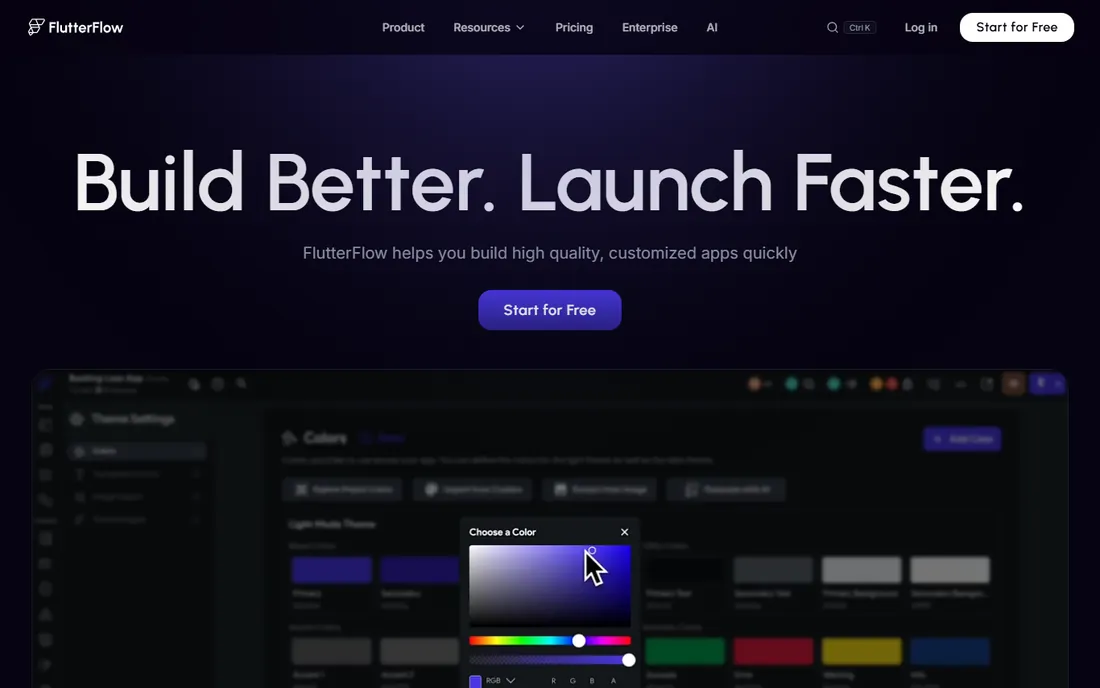 FlutterFlow homepage