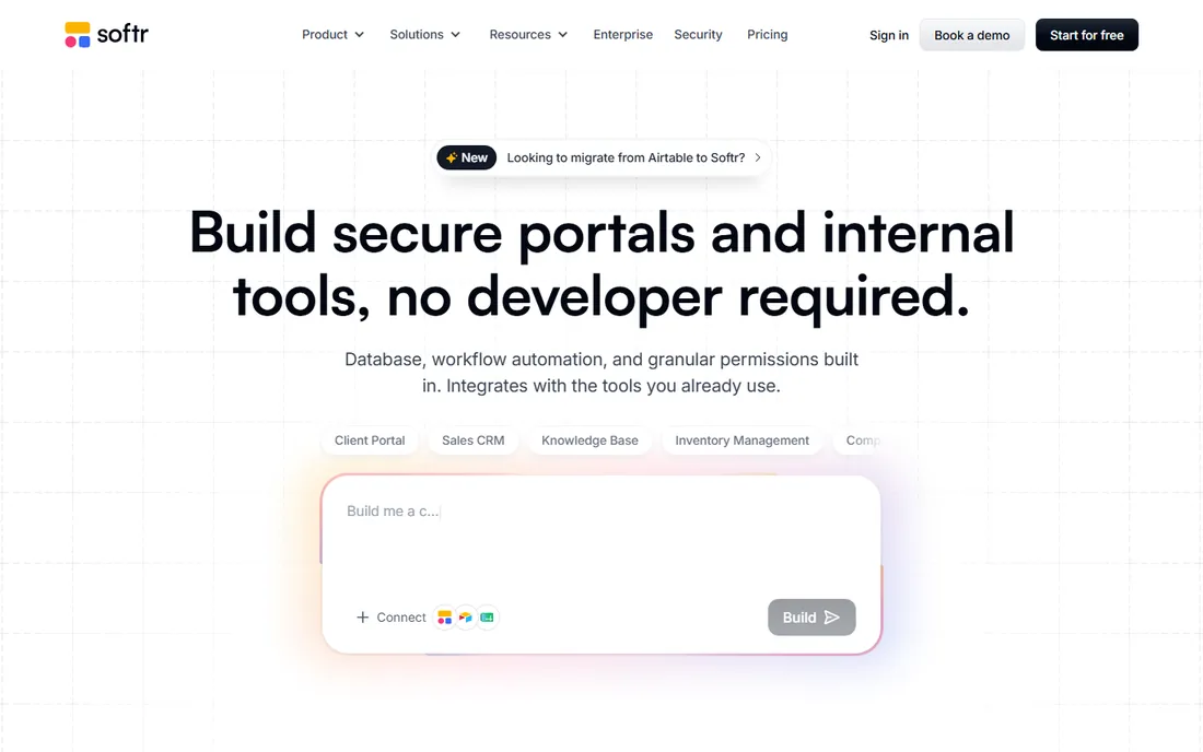 Softr homepage