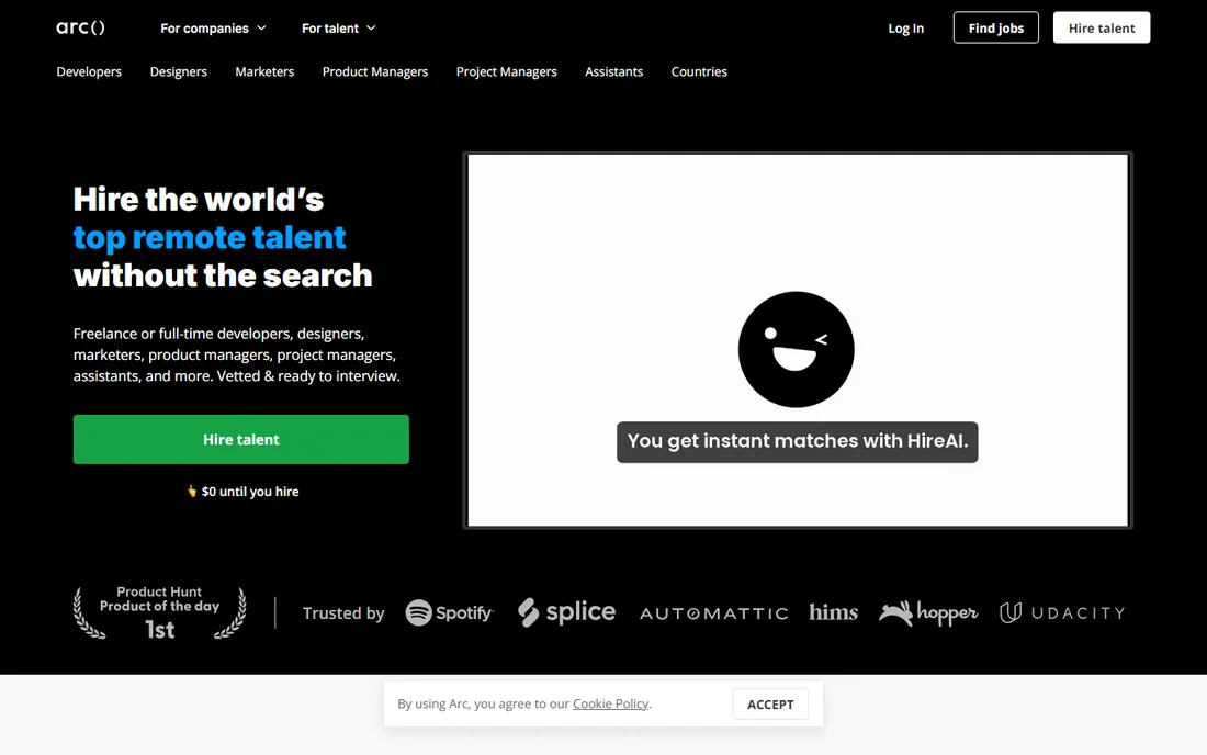 Arc homepage