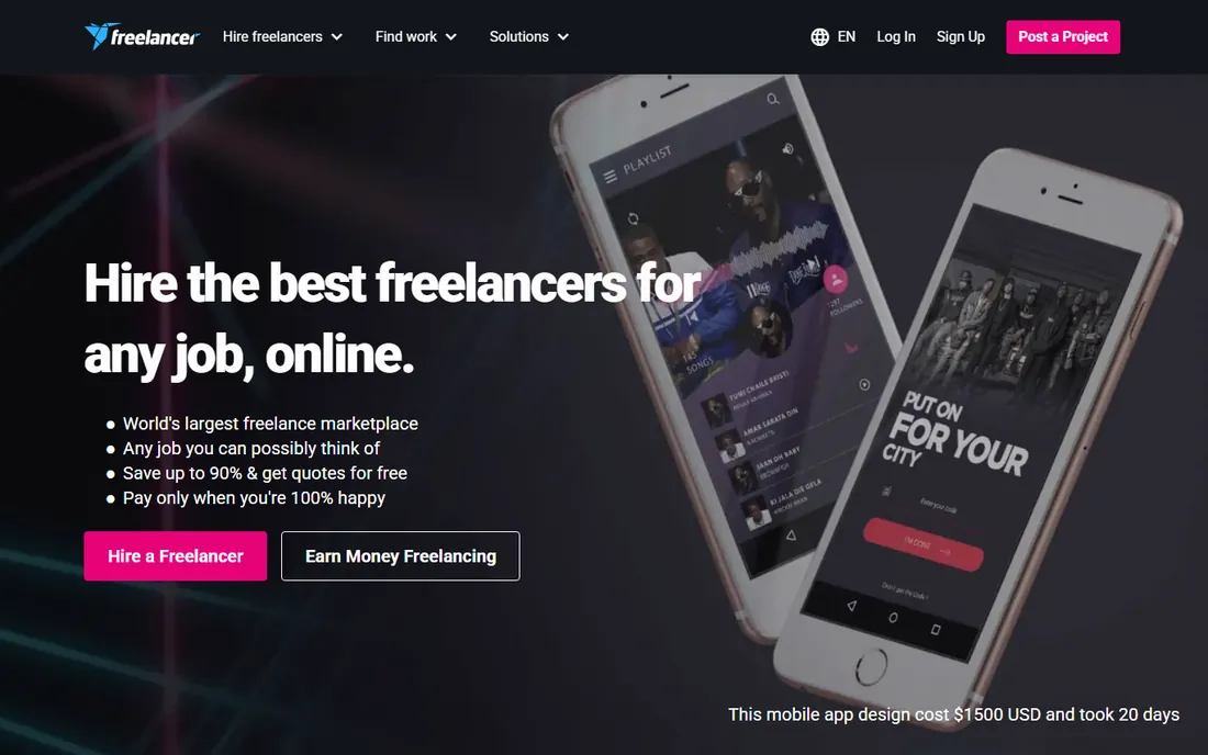 Freelancer.com homepage