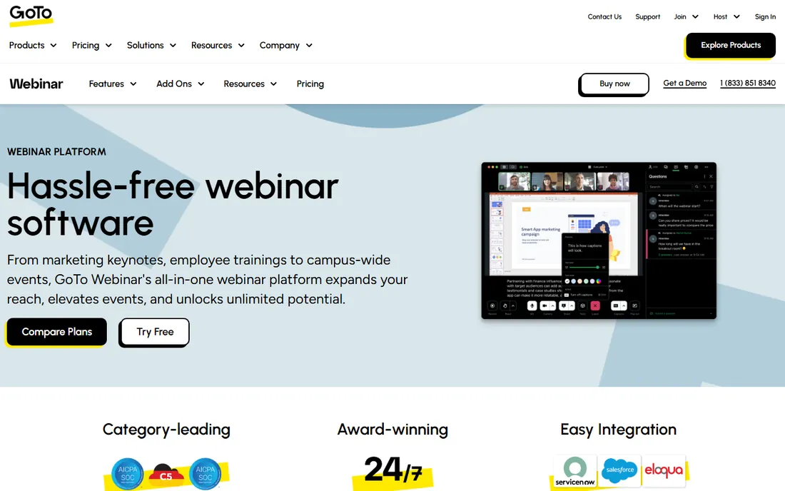 GoTo Webinar homepage