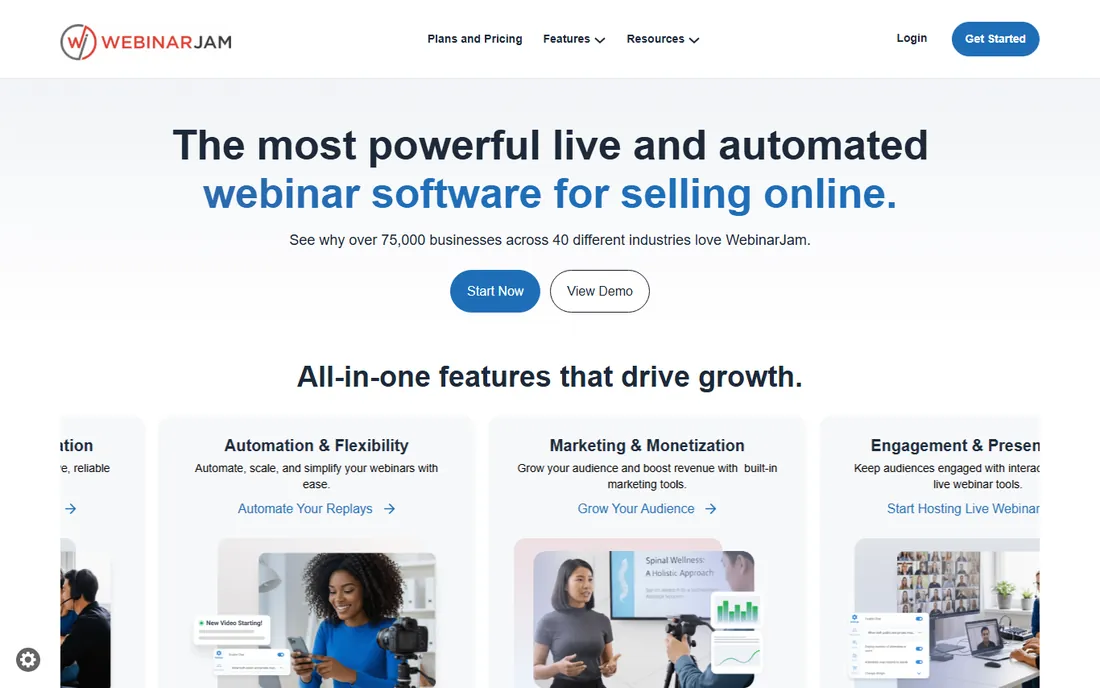 WebinarJam homepage