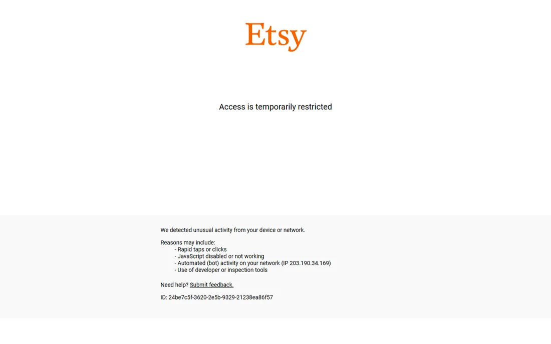 Etsy homepage