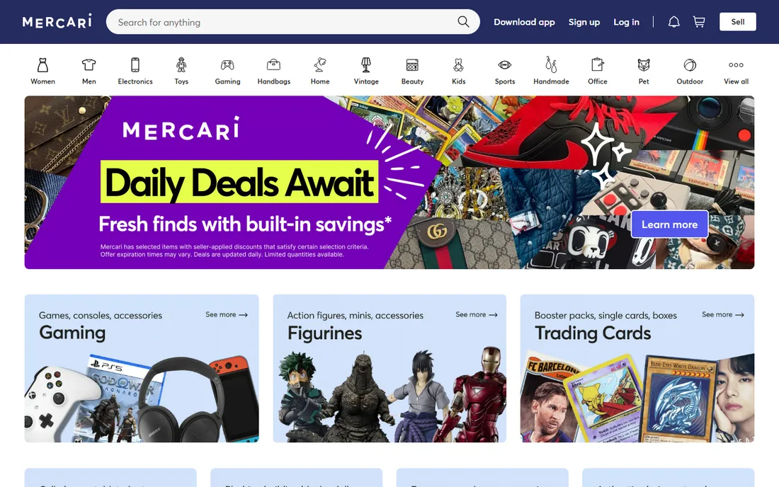 Mercari homepage