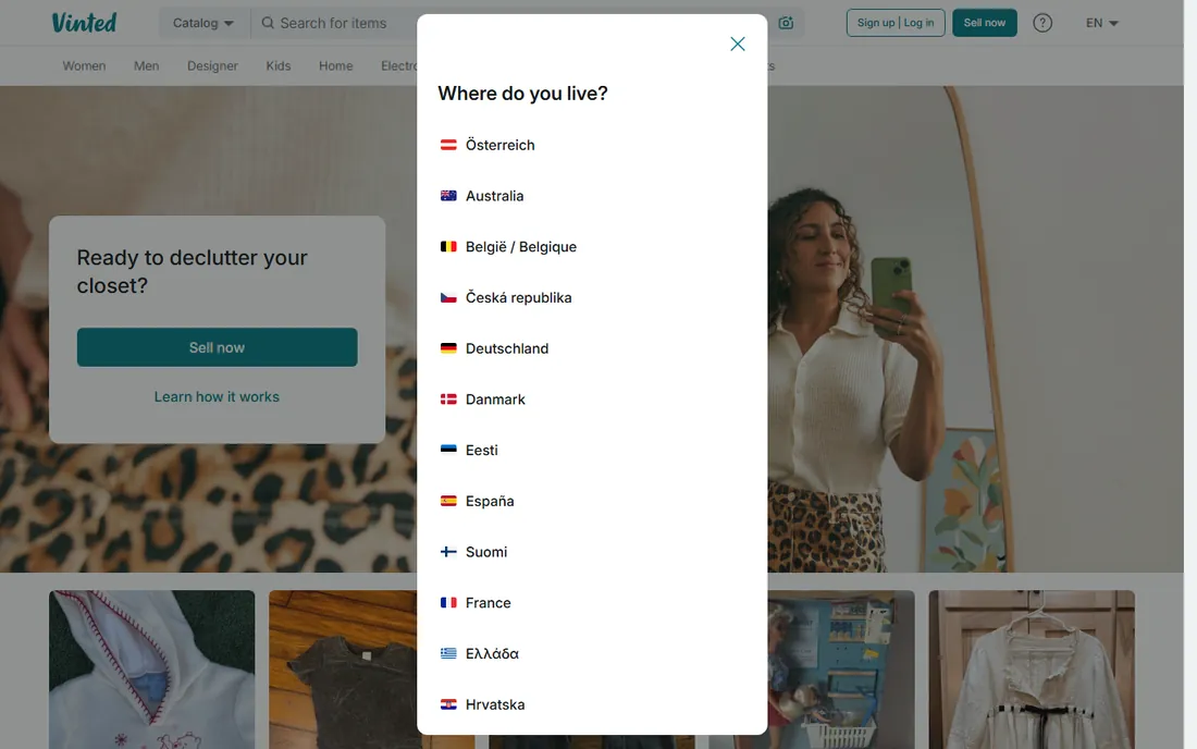 Vinted homepage