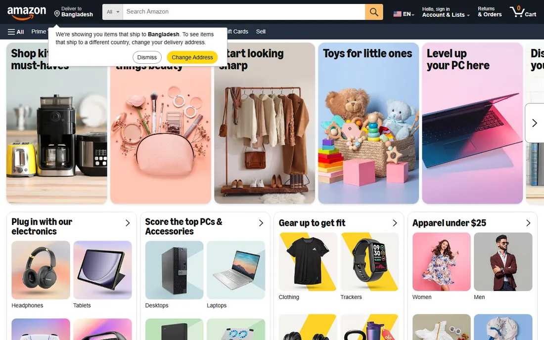 Amazon homepage