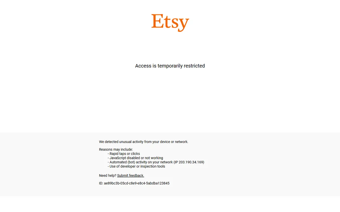 Etsy homepage