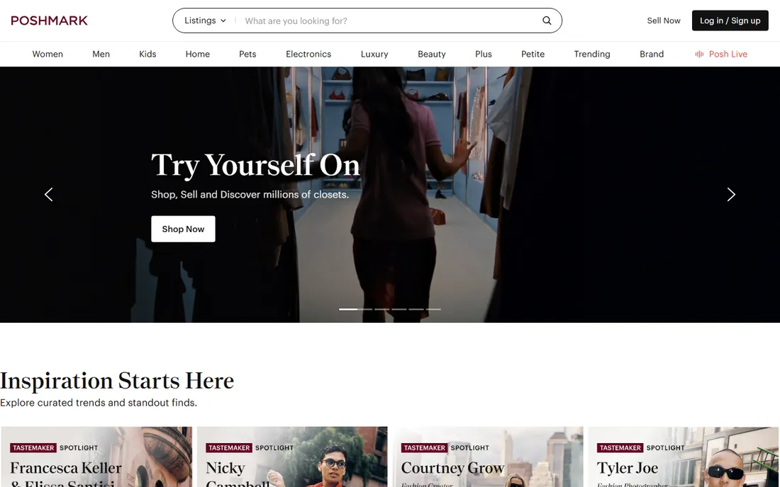 Poshmark homepage
