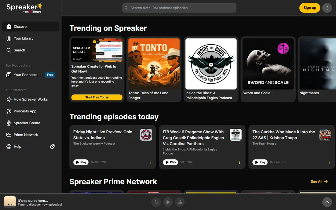 Spreaker homepage