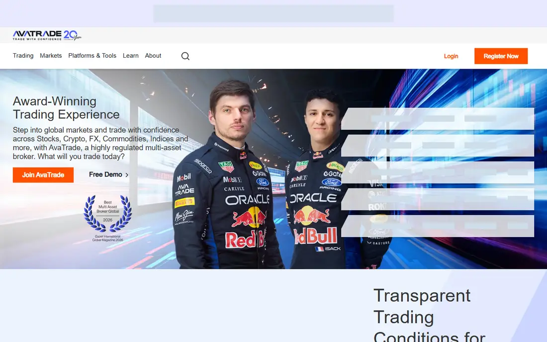 AvaTrade homepage