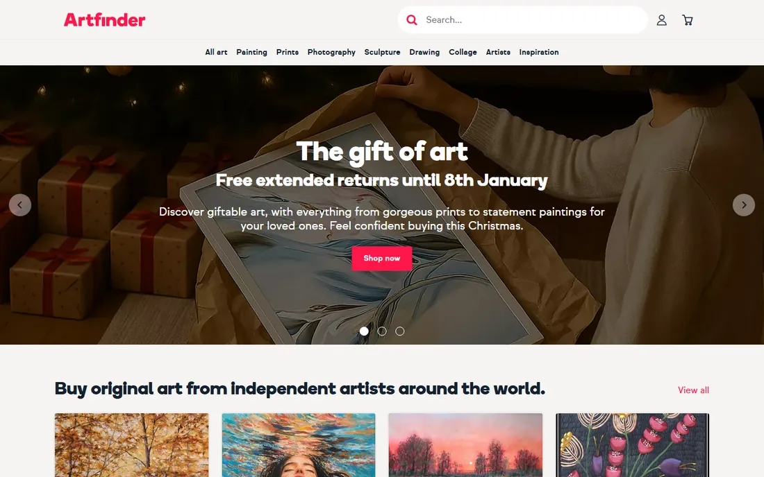 Artfinder homepage