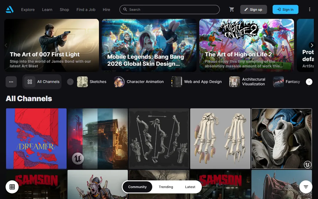 ArtStation homepage