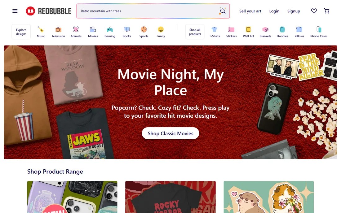 Redbubble homepage
