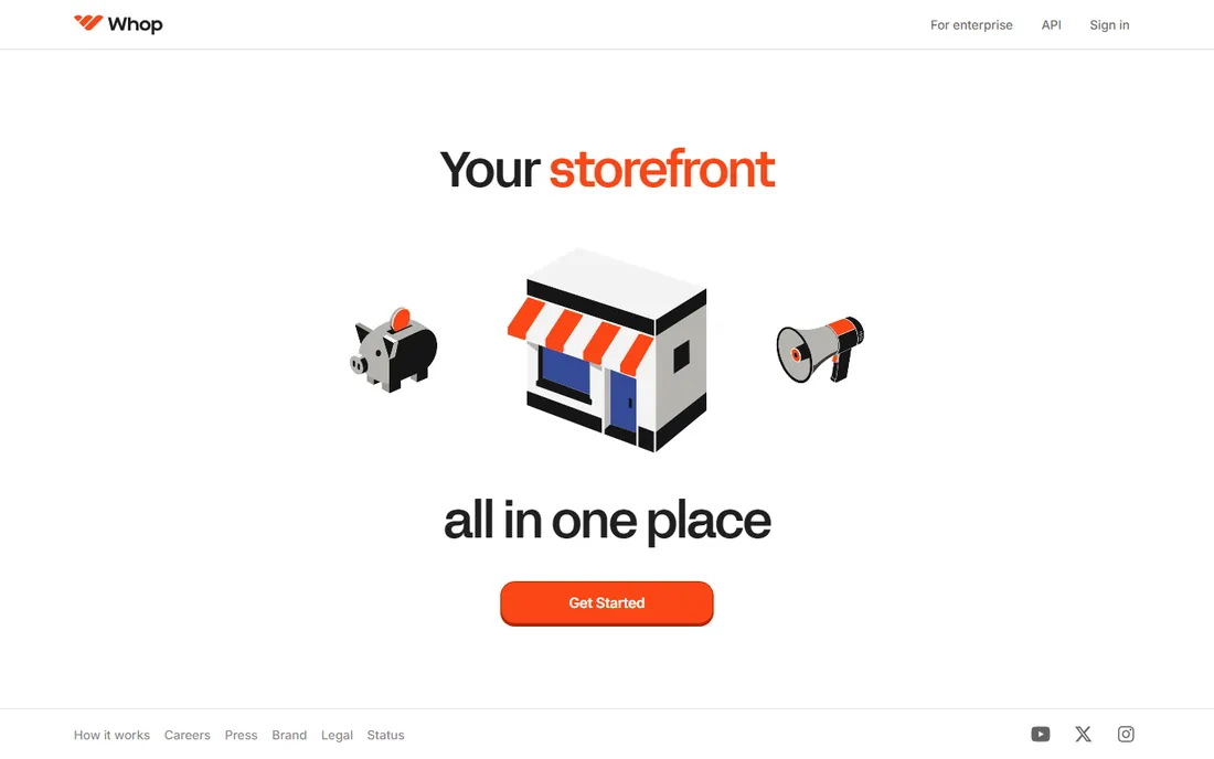 Whop homepage