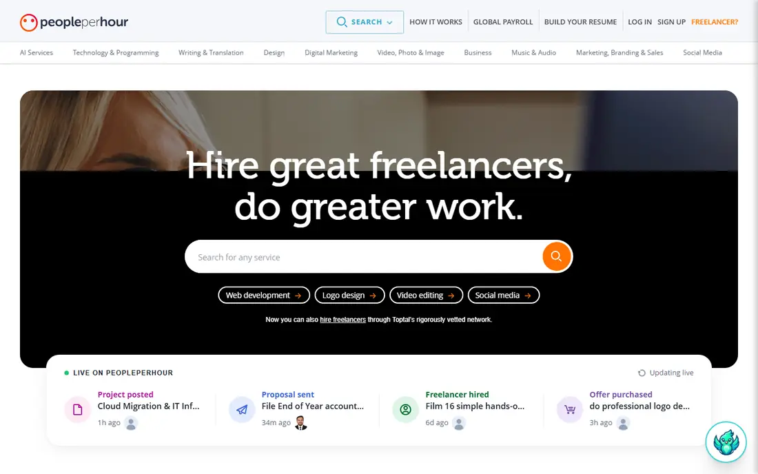 PeoplePerHour homepage