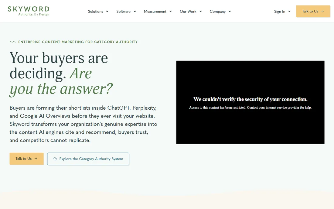 Skyword homepage