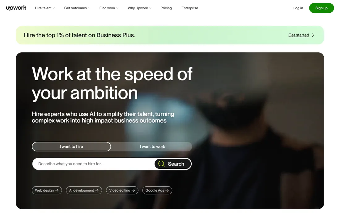Upwork homepage