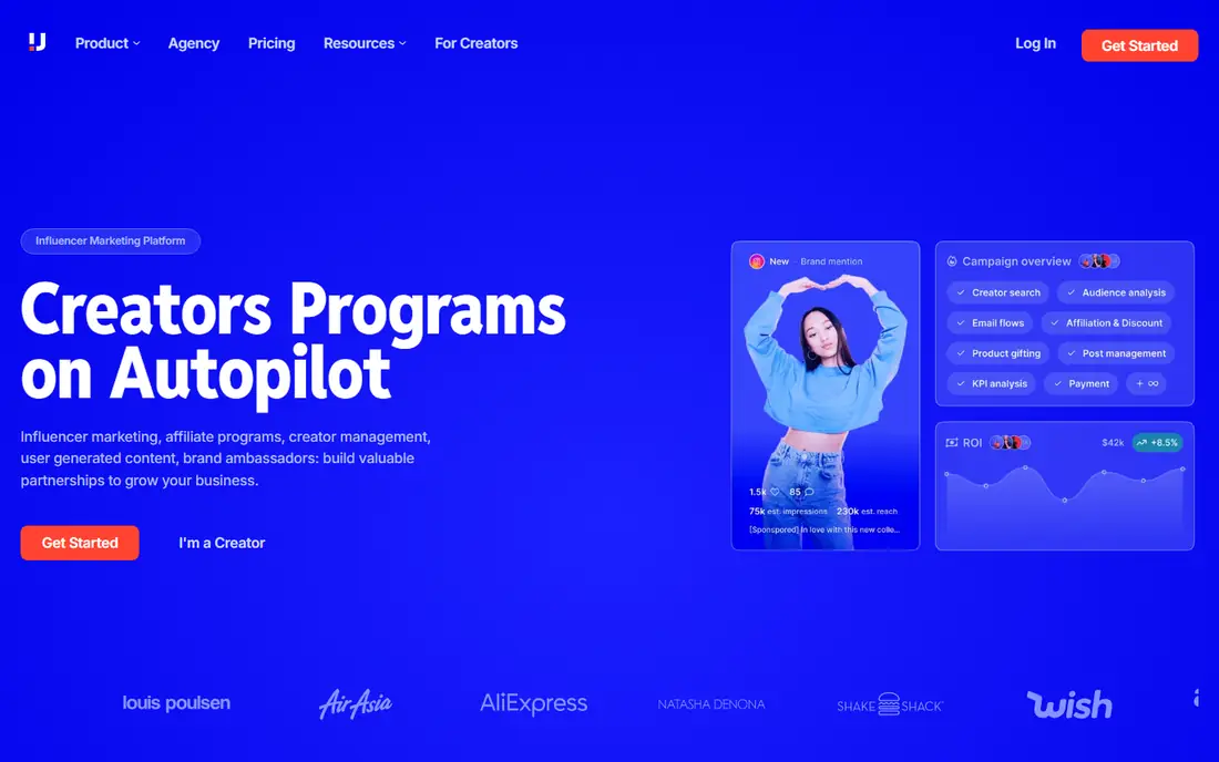 Upfluence homepage