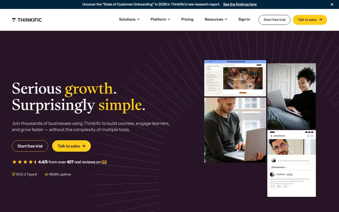 Thinkific homepage