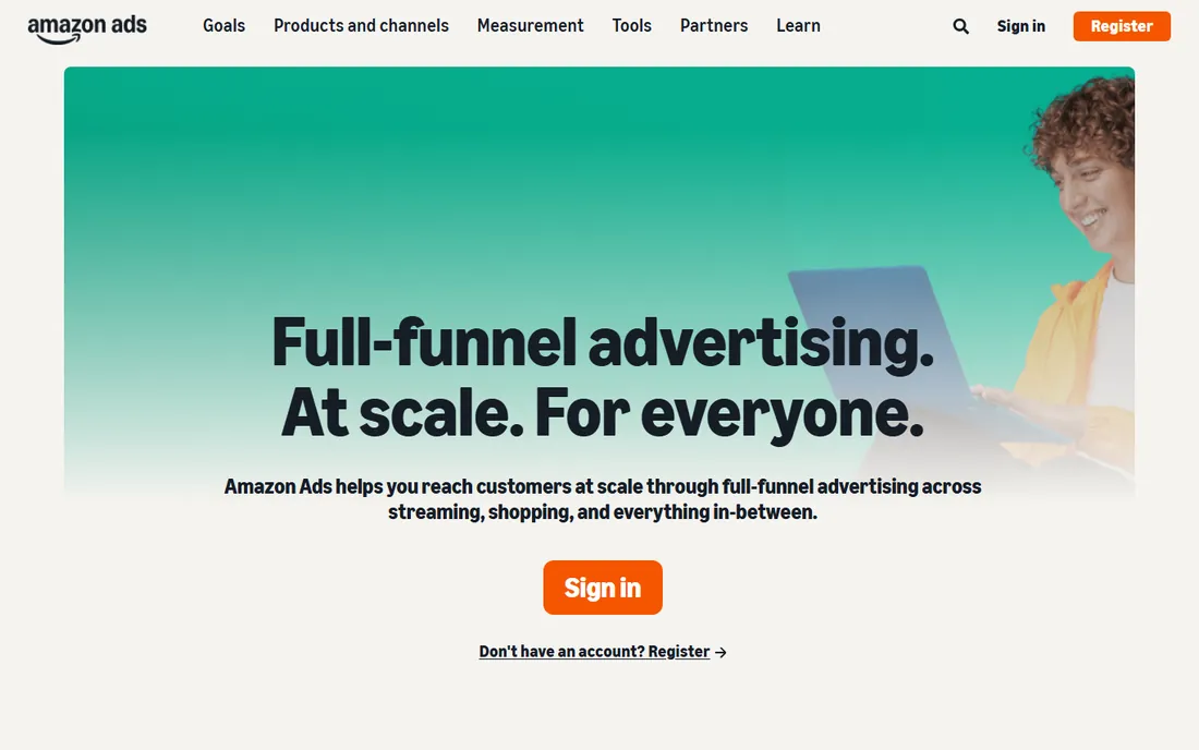 Amazon Ads homepage