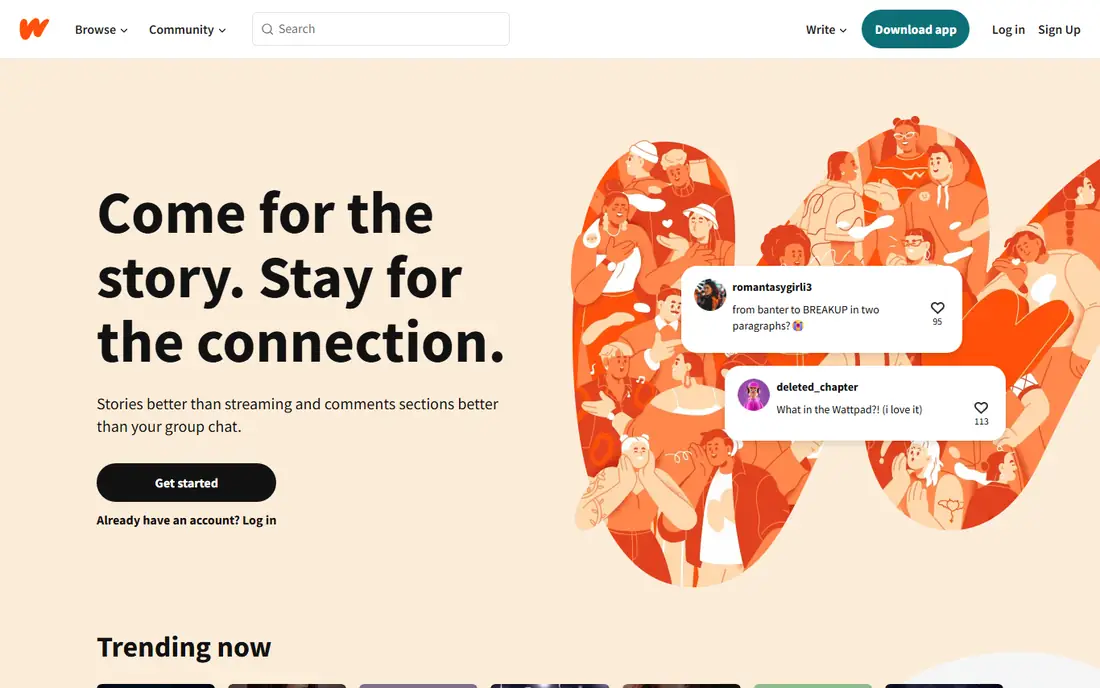 Wattpad homepage